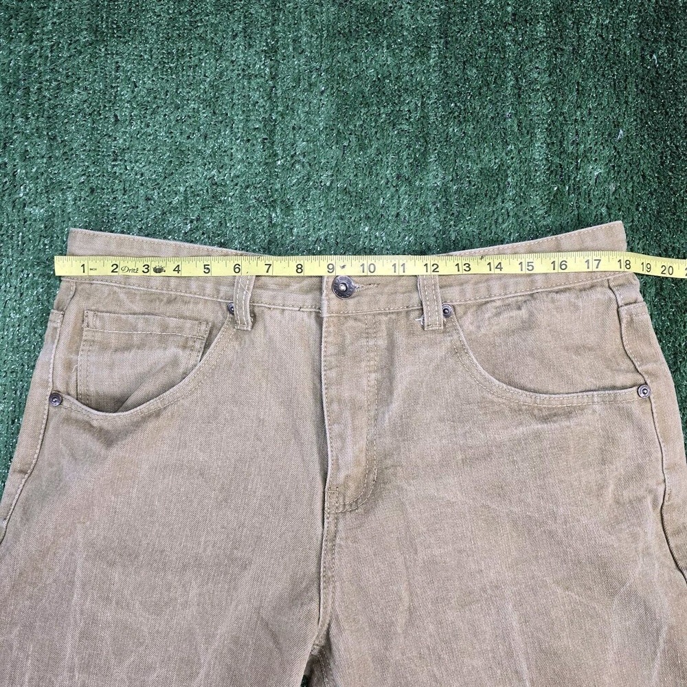 VINTAGE Southpole Jeans Mens 38x29 Khaki Denim Faded Y2K Logo Urban Skater Baggy - Picture 8 of 9